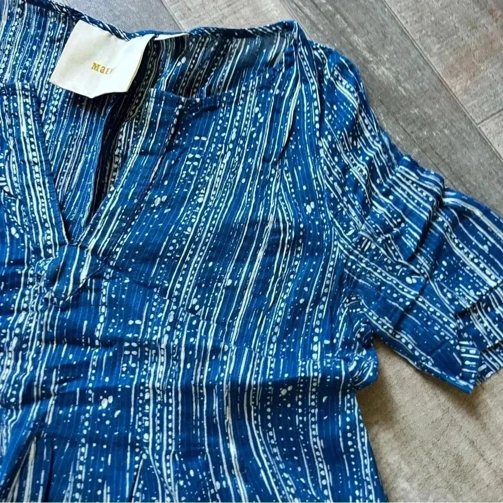 Anthropologie Maeve Blue and White Top | size 2 - Picture 2 of 6